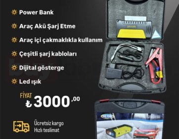 Booster Araç Akü Takviye ve Powerbank Seti