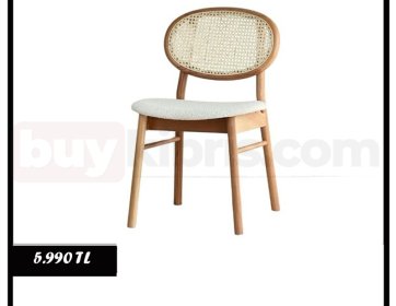 Hasır Sırt Detaylı Masif Ahşap Sandalye