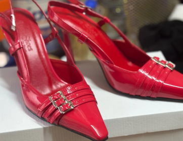 Kırmızı Rugan Topuklu Kadın Ayakkabı