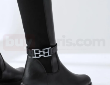 Metal Tokalı Siyah Kadın Çizme