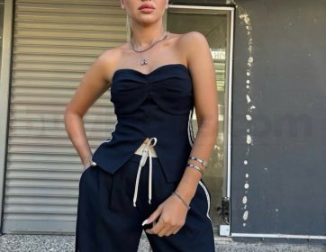 Kadın Siyah Straplez Takım