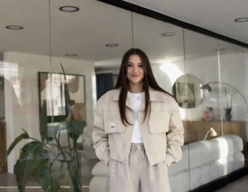 Kadın Bej Crop Ceketli Takım