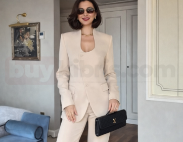 Kadın Bej Klasik Takım