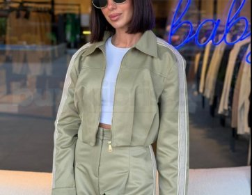 Kadın Haki Şerit Detaylı Takım