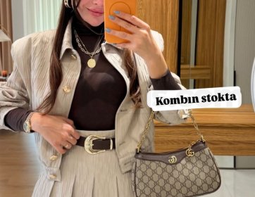 Kadın Bej Ceket Etek Kombin