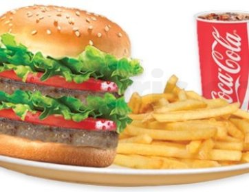 Double Burger Menü (Burger + Cips + Coca Cola)