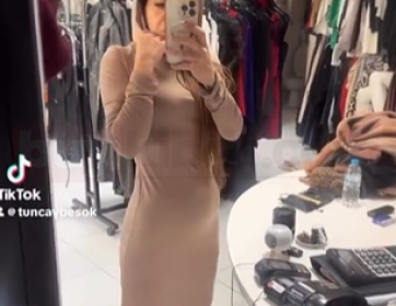 Kapüşon Detaylı Bej Uzun Elbise