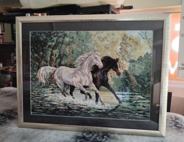 El İşçiliği At Figürlü Sanatsal Tablo Çerçeve