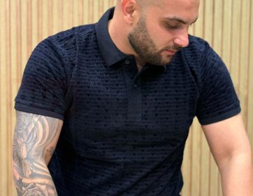 Desenli Lacivert Polo Yaka Tişört