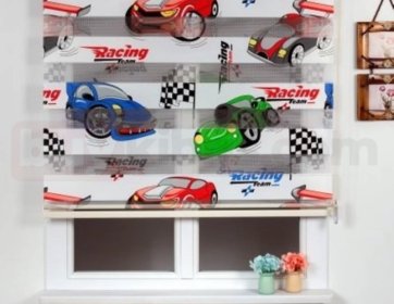 Çocuk Odası İçin Araba Desenli Zebra Perde