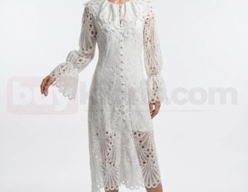 Dantel İşlemeli Midi Elbise