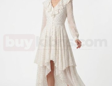 Asimetrik Kesim Şifon Elbise