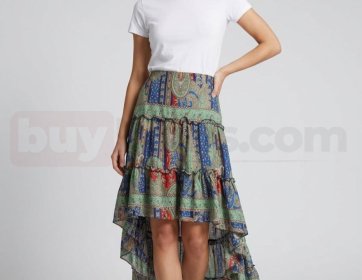 Desenli Asimetrik Etek Kombini