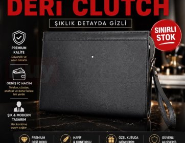 Kıbrıs Erkek Clutch Çanta – Premium Deri El Çantası Modeli
