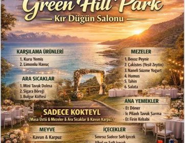 Kıbrıs Green Hill Park Kır Düğün Salonu 2026 Düğün Organizasyonu ve Kokteyl Menüleri