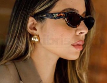 Prada Oval Kadın Güneş Gözlüğü Kahverengi Desenli Model