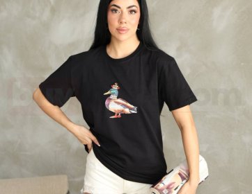 Siyah T-Shirt Kristal Taşlı
