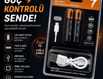 Forefo AAA USB Şarj Edilebilir Lityum Pil Seti