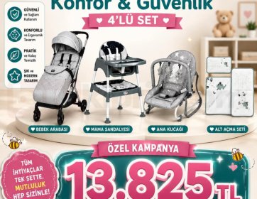Bebek Mama Sandalyesi, Bebek Arabası, Ana Kucağı ve Alt Açma Seti