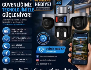 3 kameralı 2 panelli solar kamera 