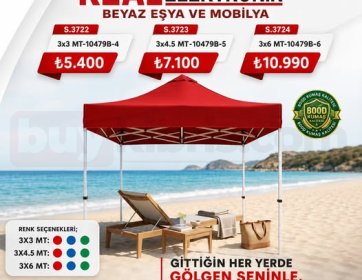 Katlanabilir Bahçe ve Plaj Çadırı (3x3 m / 3x4.5 m / 3x6 m)