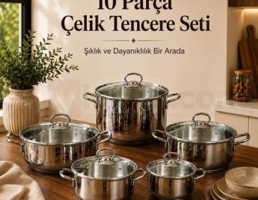 10 Parça Çelik Tencere Seti
