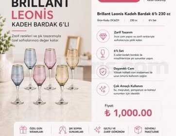 Brillant Leonis Kadeh Bardak Seti 6'lı