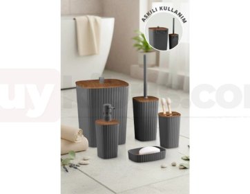 Safir 5’li Banyo Seti Ahşap Antrasit