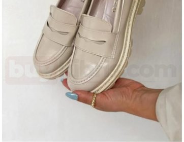 Krem Kalın Taban Loafer