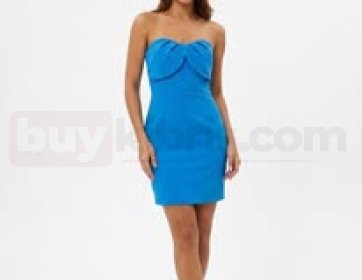 Saks Mavisi Straplez Mini Elbise